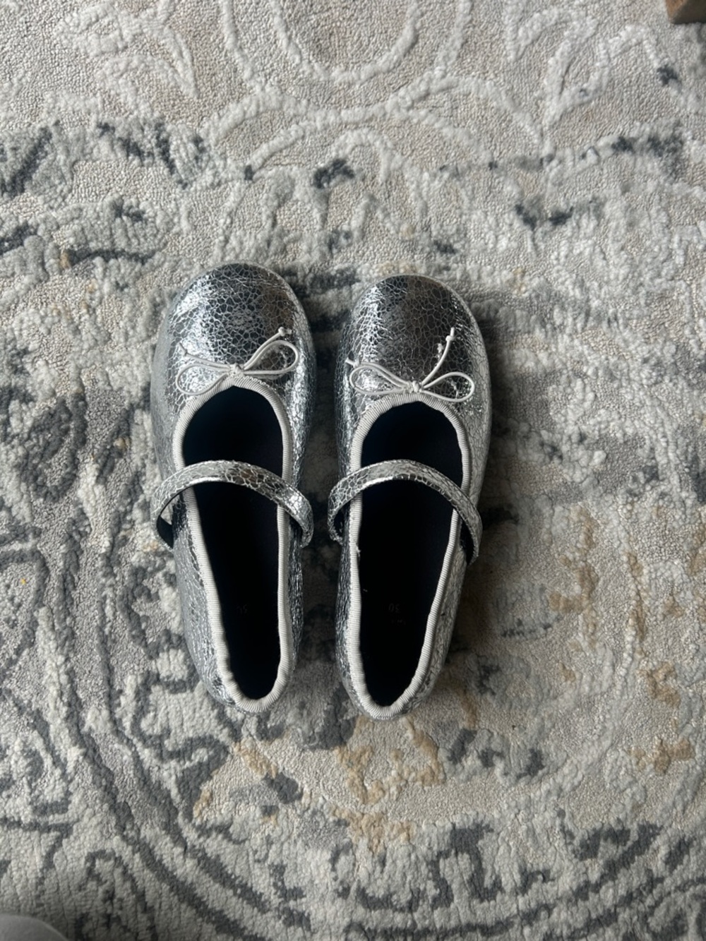 Zara Silver Metallic Mary Jane Dress Shoes for Kids